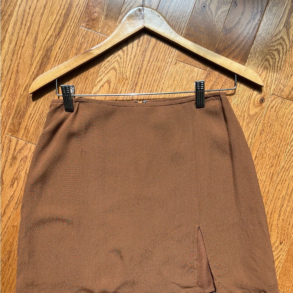 Sunday Best Brown Pencil Skirt with Front Slit